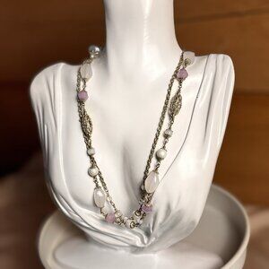 Vintage Avon Pastel Bead & Faux Pearl Necklace 36in Lg Rare Discontinued B34